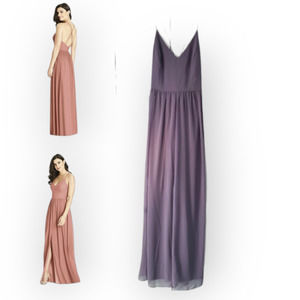 Dessy Collection 3019 Vivian Diamond Lilac Cross Strap Back Fit-Flare Gown 12
